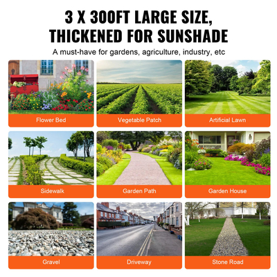 VEVOR Weed Barrier Landscape Fabric, 3*300FT Heavy Duty Garden Weed Fabric, Woven PP Weed Control Fabric, Driveway Fabric, Geotextile Fabric for Landscape, Ground Cover, Weed Blocker Weed Mat, Μαύρο