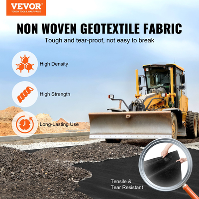 VEVOR Non Woven Geotextile Fabric Under Gravel, 6x50FT 8OZ Driveway Fabric Landscape Fabric, Heavy Duty Weed Barrier Fabric, Ground Cover Weed Control Fabric, French Drains Drainage Fabric, μαύρο
