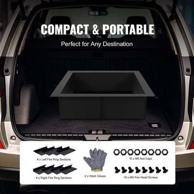 VEVOR Fire Pit Ring Square 42x42 in Outer Steel Liner DIY Firepit Ring Campfire