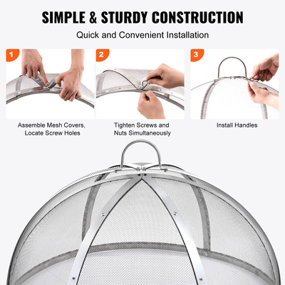 Καπάκι οθόνης VEVOR Firepit Spark, διάμετρος 40&quot;, Στρογγυλά αξεσουάρ κάλυμμα δακτυλίου πυρκαγιάς εξωτερικού χώρου, μεταλλικό κάλυμμα πυροσβεστήρων, καλύμματα πυροσβεστικών δακτυλίων από ανοξείδωτο χάλυβα που ανοίγουν εύκολα για υπαίθριες αυλές πυρκαγιάς