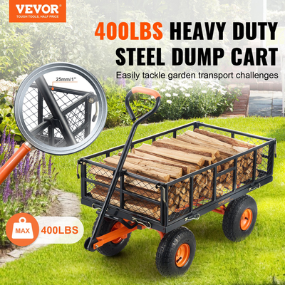 VEVOR Garden Dump Cart Βαρέως τύπου μεταλλικά καρότσια και βαγόνια 400 λίβρες Φόρτωση