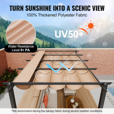 VEVOR 10&#039;x13&#039; Outdoor Retractable Pergola with Sun Shade Canopy Αλουμινίου Μπεζ
