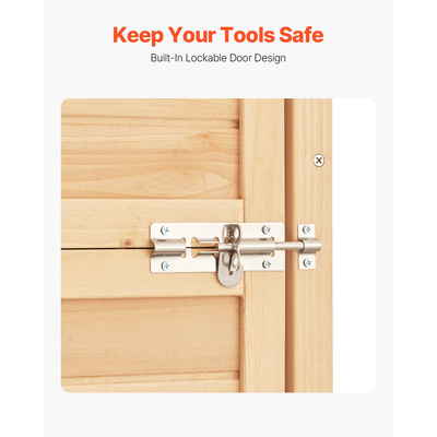 VEVOR Υπαίθριο Ξύλινο Υπόστεγο αποθήκευσης Αδιάβροχο Υπόστεγο εργαλείων κήπου 28x63 ιντσών