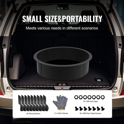 VEVOR Fire Pit Ring Round 45 inch Outer Steel Liner DIY Firepit Ring Campfire