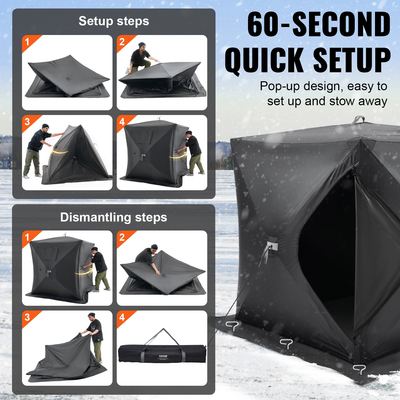VEVOR 1-2 Person Ourdoor Portable Ice Shelter Pop-up Ice Fishing Shanty Tent