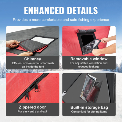 VEVOR 3-4 Άτομα Ourdoor Portable Ice Shelter Pop-Up Ice Fishing Shanty Tent