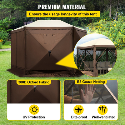 VEVOR Pop-up Camping Gazebo Camping Canopy Shelter 6 όψεων 12&#039; x 12&#039; Sun Shade