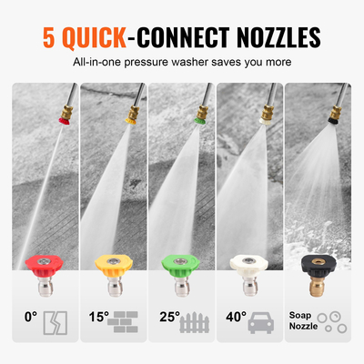 VEVOR Gas Pressure Washer 3950 PSI 10L/min 2,6 GPM with 5 Nozzle set for Cars