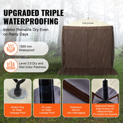 VEVOR Pop Up Gazebo Tent Pop-Up Screen Σκηνή 4 όψεων με κουβούκλιο Καφέ καταφύγιο για τον ήλιο