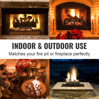 Σχάρα κορμού τζακιού VEVOR, σχάρα βαρέως τύπου τζακιού 24 ιντσών με 6 πόδια στήριξης, 3/4'' συμπαγείς ράβδους από χάλυβα με επίστρωση πούδρας, κούτσουρο καυσόξυλα για σχάρα για τζάκι εσωτερικού και εξωτερικού χώρου