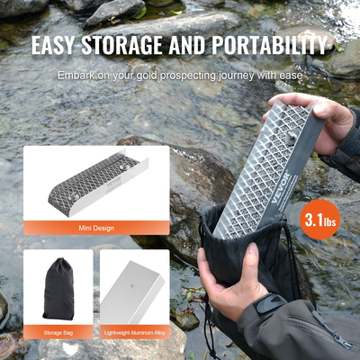 VEVOR Gold Panning Kit με Mini Sluice Box, 12&quot; εξοπλισμό εξόρυξης χρυσού από αλουμίνιο, 16 PCS Gold Prospecting Kit με Gold Pan, Classifier Screen, Separating Magnet, Drawstring backpack and αξεσουάρ