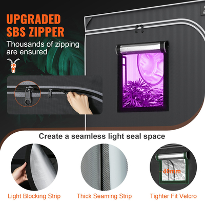 VEVOR 5x5 Grow Tent, 60&#039;&#039; x 60&#039;&#039; x 80&#039;&#039;, High Reflective 2000D Mylar Hydroponic Growing Tent with Observation Window, Tool Bag and Toy Tray for Indoor Growing Plants