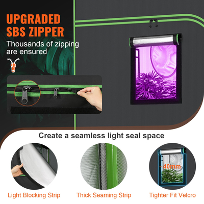 Τέντα αύξησης, 120&#039; x 120&#039; x 80&#039;, Υψηλής αντανακλαστικής 600υδροπονική σκηνή καλλιέργειας με παράθυρο παρατήρησης, τσάντα εργαλείων και δίσκο δαπέδου για την καλλιέργεια εσωτερικών φυτών