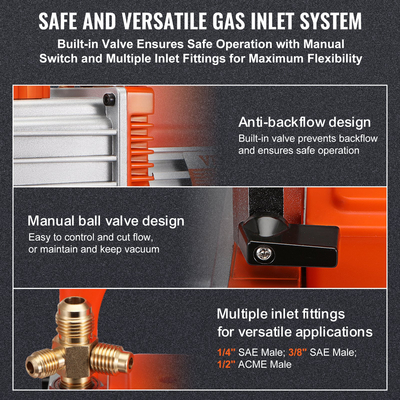 Αντλία κενού VEVOR 5 CFM Αντλία κενού κλιματισμού Αντλία κενού 2 σταδίων Περιστροφικό πτερύγιο HVAC