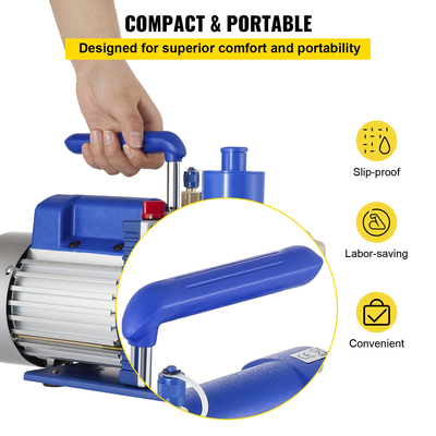 Αντλία κενού VEVOR, 10CFM 1 HP, Περιστροφική αντλία κενού δύο σταδίων, 220V 5 PA Facility HVAC Ψυκτικό εργαλείο αέρα για HVAC, αυτόματη επαναφόρτιση ψυκτικού AC, απαέρωση κρασιού και επεξεργασία τροφίμων, μπλε