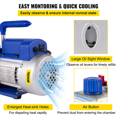 Αντλία κενού VEVOR 2 Gallon Vacuum Chamber Silicone Expoxy Degassing 4CFM 1/3HP