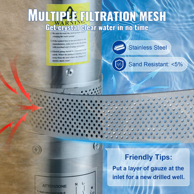 Υποβρύχια αντλία VEVOR Deep Well, 370W 230V/50Hz, 110L/min 44 m Head, με καλώδιο 20 m &amp; εξωτερικό κιβώτιο ελέγχου, 10,2 cm Αντλίες νερού από ανοξείδωτο χάλυβα για βιομηχανική, άρδευση &amp; οικιακή χρήση, IP68 αδιάβροχη