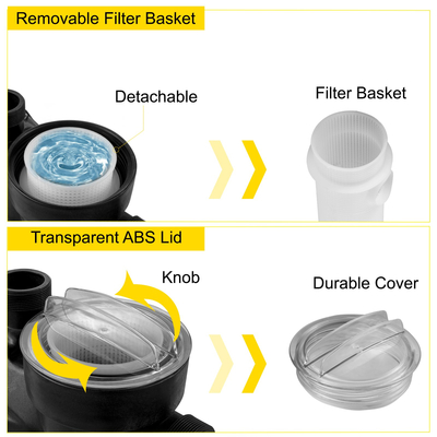 VEVOR 1 HP Pool Pump, 19200 L/h 750W Pool Pump Αντλία πισίνας In/Ground Swimming Pool with Strainer Basket Pump Pool Motor for Clean Swimming Pool αντλία φίλτρου νερού πισίνας 1,97&quot; εισόδου/εξόδου με 2 σωλήνες τοποθέτησης