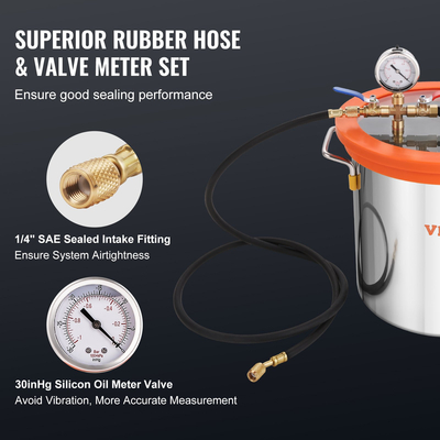 VEVOR 3 Gallon Vacuum Chamber and 3,5 CFM Pump Kit, Tempered Glass Lid Vacuum Chamber Dessing Kit, Μονοβάθμια αντλία κενού με φιάλη λαδιού 250 ml, για σταθεροποίηση ξύλου, απαέρωση σιλικονών, εποξειδικά