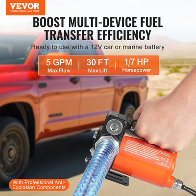 Αντλία μεταφοράς καυσίμου VEVOR 12V 5 GPM 1/7 HP Αντλία ντίζελ με αυτόματο ακροφύσιο καυσίμου