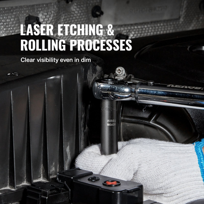 VEVOR 1/2&quot; Drive Impact Socket Set, 33 Piece Socket Set SAE 3/8&quot;-1&quot; and Metric 10-24mm, 6 Point Cr-V Alloy Steel for Auto Repair, Ευανάγνωστα σημάδια μεγέθους, Στιβαρή κατασκευή, Περιλαμβάνει θήκη αποθήκευσης