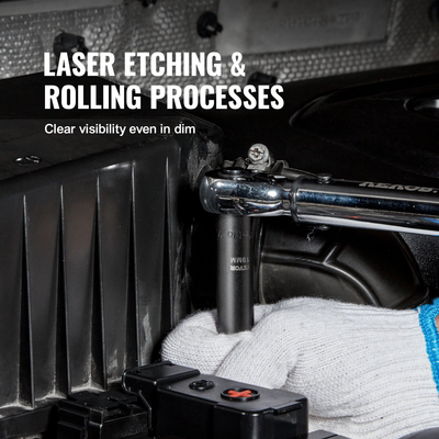 VEVOR 1/2&quot; Drive Impact Socket Set, 13 Piece Deep Socket Set Metric 10-24mm, 6 Point CR-V Alloy Steel for Auto Repair, Ευανάγνωστα σημάδια μεγέθους, στιβαρή κατασκευή, περιλαμβάνει θήκη αποθήκευσης