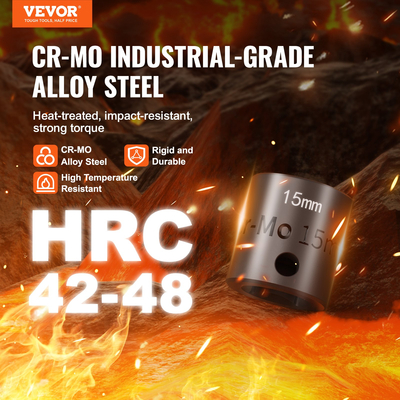 VEVOR Impact Sockets Σετ 15 τμχ 6-Point 3/8&quot; Drive Bit Ratchet Tool Kit 10-24mm