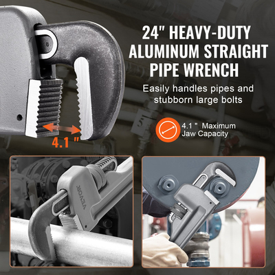 VEVOR ίσιο κλειδί σωλήνων αλουμινίου 24 σε ρυθμιζόμενο κλειδί υδραυλικών CRV σιαγόνα