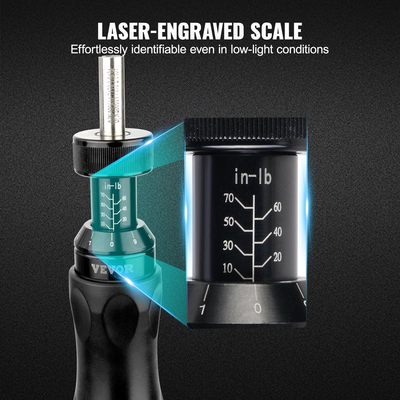 VEVOR Ρυθμιζόμενο κατσαβίδι ροπής 1/4&quot; Εύρος 10-70 in/lb w/ 1 in-lb Αύξηση
