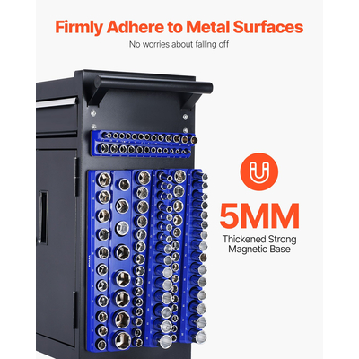 VEVOR Magnetic Socket Organizer Set 8PCS Socket Trays Blue &amp; Red for Metric SAE