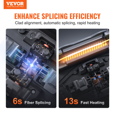 VEVOR Fiber Fusion Splicer 4 Motors Clad Alignment with 6s Spicing 13s Heating