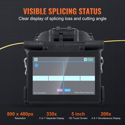 VEVOR Fiber Fusion Splicer 4 Motors Clad Alignment with 6s Spicing 13s Heating