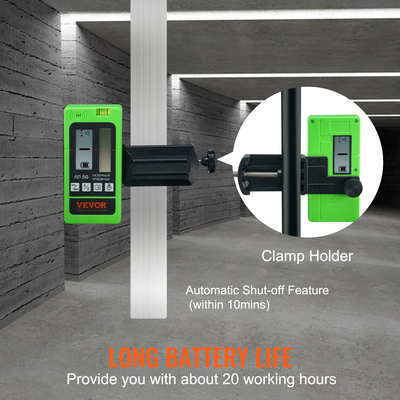 VEVOR Laser Receiver Detector 197 ft Range Green Laser and Red Beam with Clamp