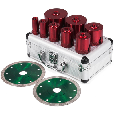 VEVOR 8 Pcs Diamond Hole Saw Set Diamond Drill Core Bits, M14 20/25/32/35/40/50/60/68 MM με 2 πριονόλαμα, τρυπάνια κοπής τρυπών, Εργαλείο διάτρησης για πλακάκια με πυρήνα τρυπανιού Φορητός γρανίτης