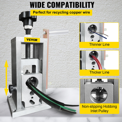 Μηχάνημα απογύμνωσης καλωδίων VEVOR, 1,5-40 mm με τρυπάνι, χειροκίνητο απογυμνωτή χαλκού με λάμα εξαιρετικά μακράς διαρκείας από χάλυβα που έχει υποστεί θερμική επεξεργασία, συμπαγές και φορητό για ανακύκλωση απολέπισης καλωδίων απορριμμάτων