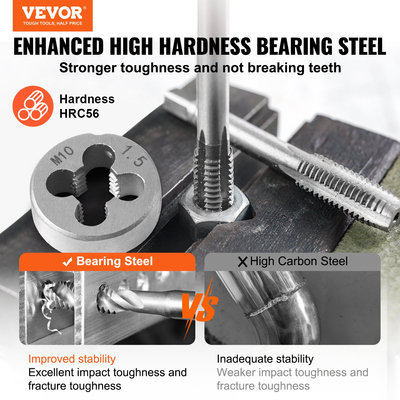 Σετ βρύσης και μήτρας VEVOR, 116 τεμαχίων περιλαμβάνει μετρικό και μέγεθος SAE, ρουλεμάν ατσάλινες βρύσες και μήτρες, βασικό εργαλείο σπειρώματος για κοπή εξωτερικών εσωτερικών σπειρωμάτων, με πλήρη εξαρτήματα και θήκη αποθήκευσης