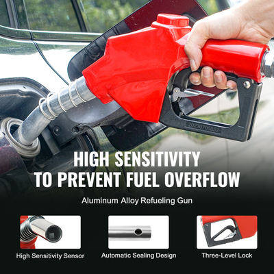 Καρούλι εύκαμπτου σωλήνα καυσίμου VEVOR, 1&quot; x 33&#039;, εξαιρετικά μακρύ πτυσσόμενο καρούλι σωλήνα ντίζελ, κατασκευή από ανθρακούχο χάλυβα βαρέως τύπου με αυτόματο ακροφύσιο καυσίμου, NBR ελαστικός σωλήνας για φορτηγό οχημάτων αεροσκαφών, 300 PSI