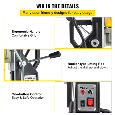 VEVOR Magnetic Drill, 1100W 1,57&quot; Boring Diameter, 2697lbf/12000N Portable Electric Mag Drill Press with 12 Bits, 580 RPM Max Speed ​​Drilling Machine για οποιαδήποτε βελτίωση επιφάνειας και σπιτιού