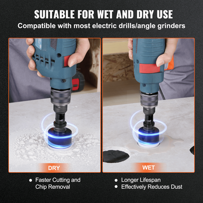 Σετ τρυπανιού VEVOR Diamond Core, 7 ΤΕΜ. 6/6/6/20/25/35/50mm Κιτ οπών διαμαντιών, με λεπίδα πριονιού κώνου και θήκη αποθήκευσης για στεγνό και υγρό, διαμαντένια τρυπάνια για κεραμικά πλακιδίων