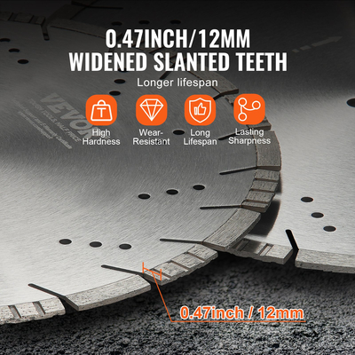 VEVOR Διαμαντένια λεπίδα 16 ιντσών Λεπίδα πριονιού σκυροδέματος υγρά ή στεγνά 0,47 ιντσών λοξά δόντια