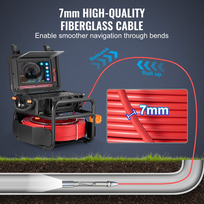 VEVOR Sewer Camera 165 ft/50m Αυτοεπιπεδούμενη κάμερα αποχέτευσης με οθόνη αφής 10,1