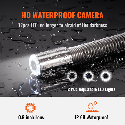 Κάμερα επιθεώρησης σωλήνων VEVOR Sewer Camera 9 ιντσών 720p Screen Pipe Camera 230 ft