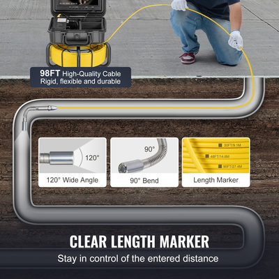 VEVOR Sewer Camera 98 ft/30m Αυτοεπιπεδούμενη κάμερα αποχέτευσης με οθόνη 9&quot; 36X Zoom