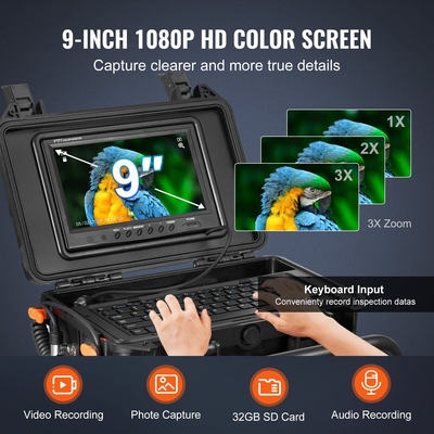 VEVOR Sewer Camera 98 ft/30m Αυτοεπιπεδούμενη κάμερα αποχέτευσης με πομπό 512 Hz