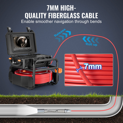 VEVOR Sewer Camera 98 ft/30m Αυτοεπιπεδούμενη κάμερα αποχέτευσης με πομπό 512 Hz