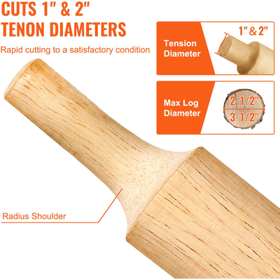 VEVOR Tenon Cutter, 1\"/25,4mm &amp; 2\"/50,8mm, με διπλές καμπύλες λεπίδες &amp; βίδες με κουμπιά Home Master Kit, Premium κόφτη επίπλων από αλουμίνιο &amp; ατσάλι, Εμπορικό εργαλείο για αρχάριους για το σπίτι DIY