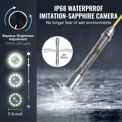 VEVOR Sewer Camera 165 ft Αυτοεπιπεδούμενη κάμερα αγωγού με 512Hz Locator 36X Zoom