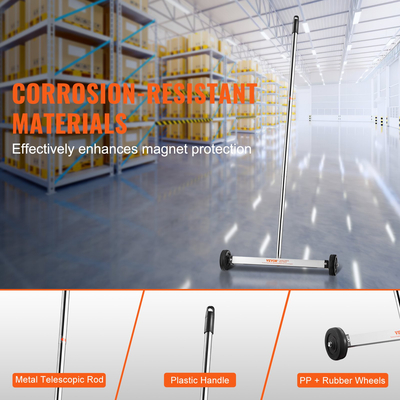 VEVOR Μαγνητικό σάρωθρο με ρόδες 17 ιντσών Mini 10 lbs Χωρητικότητα Ρυθμιζόμενη λαβή