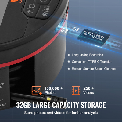 VEVOR Borescope κάμερα ενδοσκοπίου τριπλού φακού με οθόνη IPS 4,3" 8 + 2 φώτα