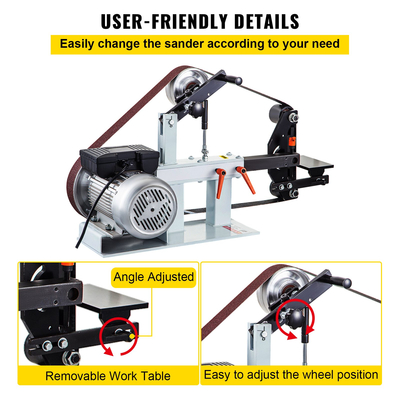 Ταινιοτριβείο VEVOR 2Hp σταθερής ταχύτητας 2 X 82 ιντσών Ιμάντες δίσκου τριβείο με 3 τροχούς λείανσης 110V Πάγκος τριβείο 12 ιντσών Τροχός και επίπεδη βάση εργαλείων για κατασκευή μαχαιριών